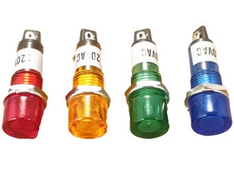 Neon Panel Indicator Lamp 12mm Round 220 250 VAC Mains Red Orange Green Blue NI-1