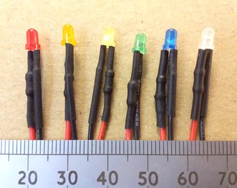 3mm Diffused LED 12 Volt 12V Pre-Wired Constant