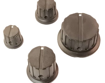 Black Control Knob 6.35mm Round 0.25 Inch Shaft Flat Grub Screw Fixing