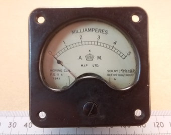 Aircraft Ministry Moving Coil Milliammeter 5mA F.S.D. D.C. 15 Ohm 57mm Square 1941
